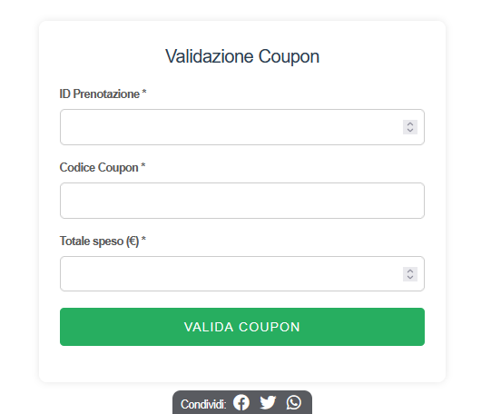 Form validazione coupon