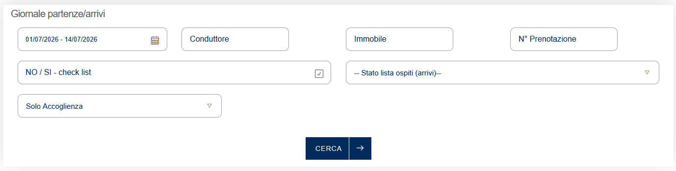 Barra dei filtri - vista non amministrativa