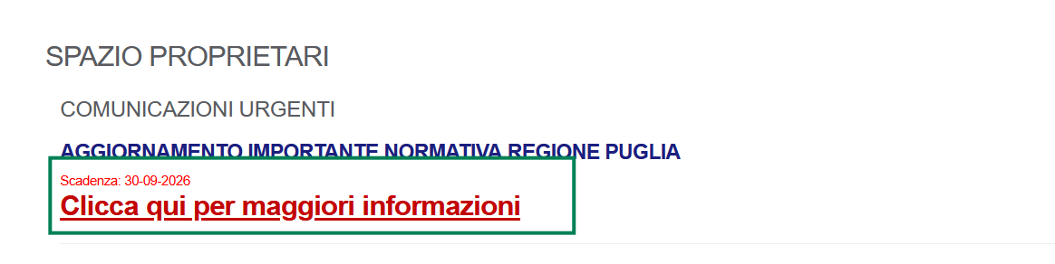 Riquadro comunicazioni urgenti